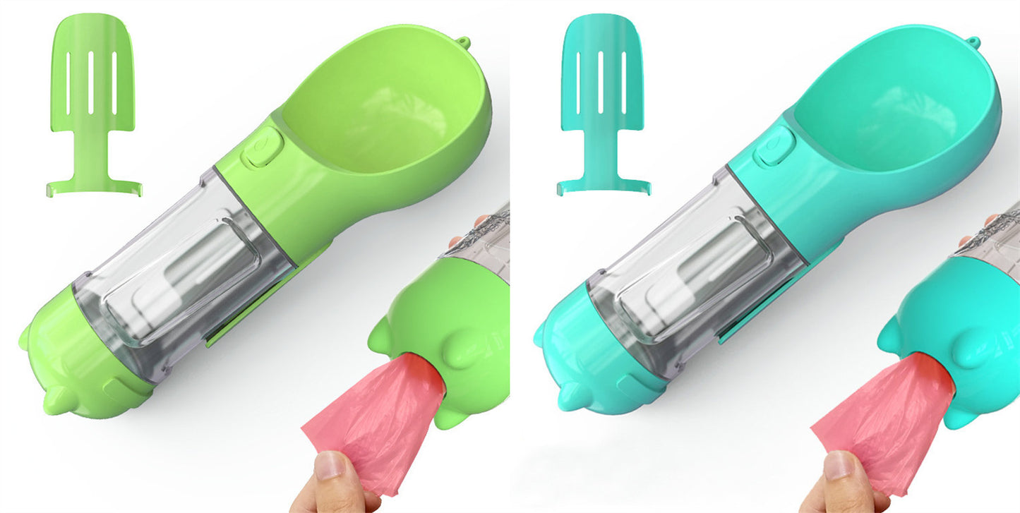 3-In-1 Portable Pet Water Bottle, Feeder, and Waste Bag Dispenser