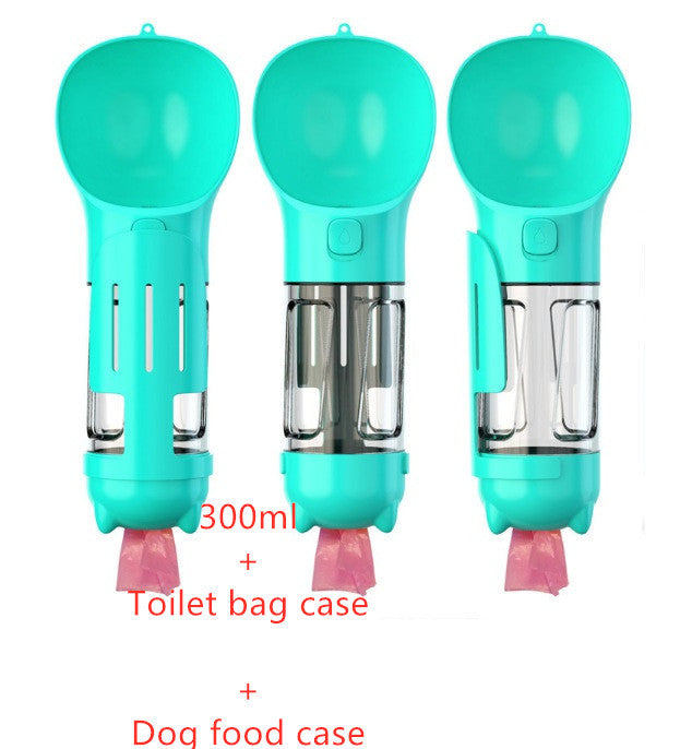 3-In-1 Portable Pet Water Bottle, Feeder, and Waste Bag Dispenser