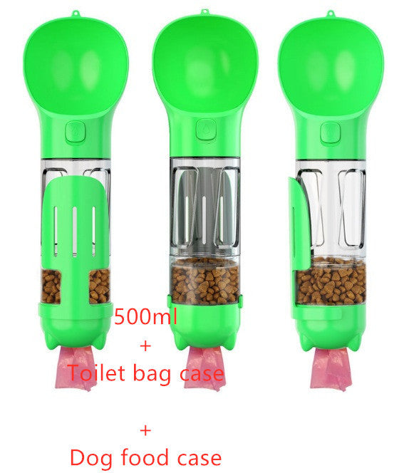 3-In-1 Portable Pet Water Bottle, Feeder, and Waste Bag Dispenser