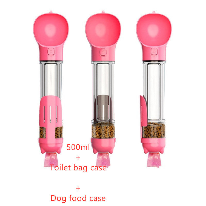 3-In-1 Portable Pet Water Bottle, Feeder, and Waste Bag Dispenser