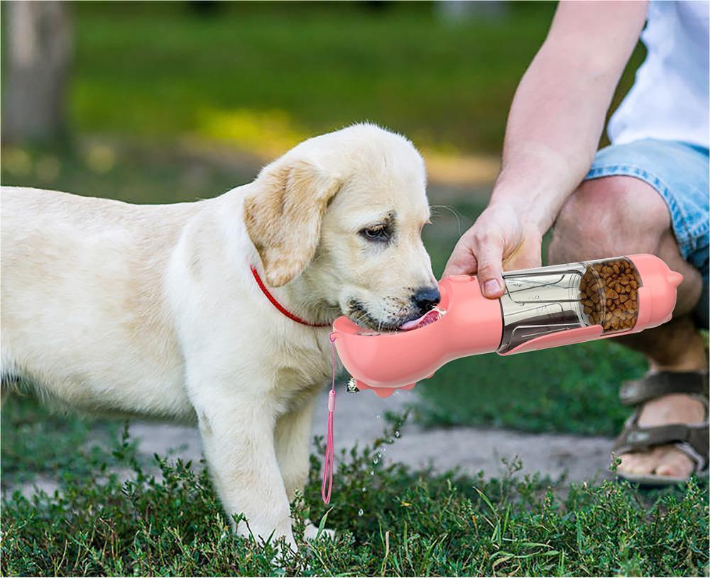 3-In-1 Portable Pet Water Bottle, Feeder, and Waste Bag Dispenser