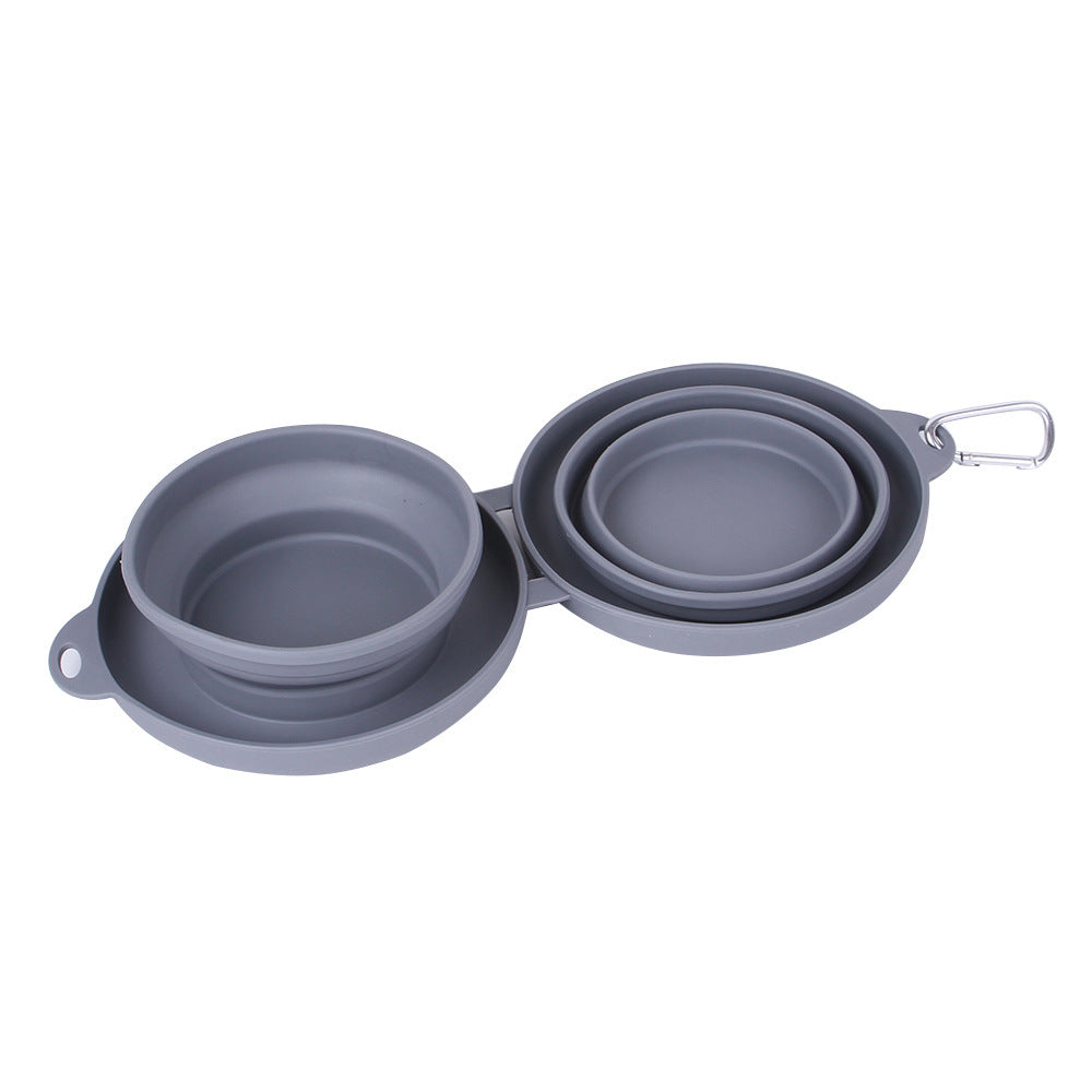 Rubber Foldable Double Bowl Pet Feeding Bowl Pets Supplies Dog Cat Bowls - Best Bark Bargains