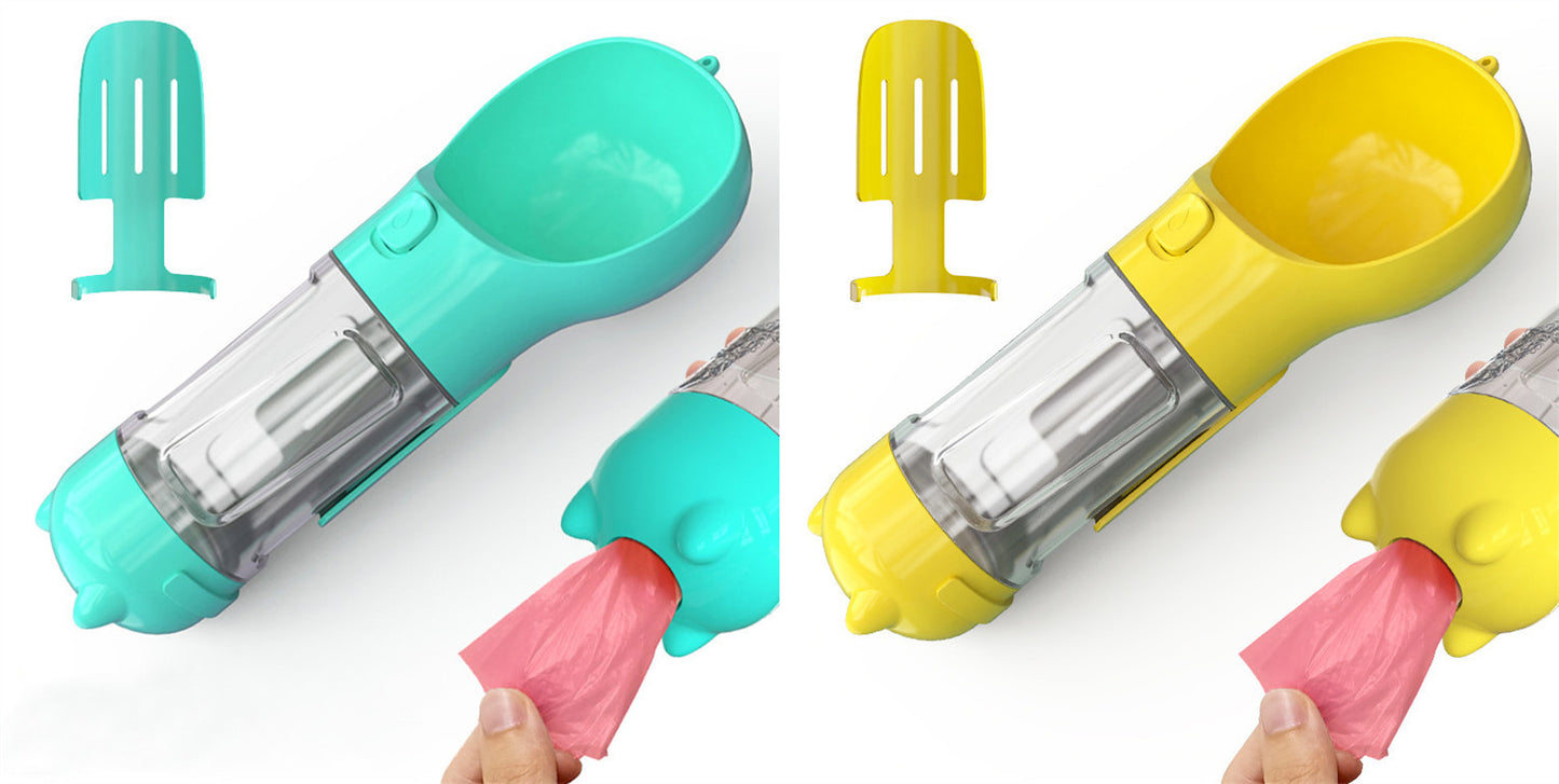 3-In-1 Portable Pet Water Bottle, Feeder, and Waste Bag Dispenser