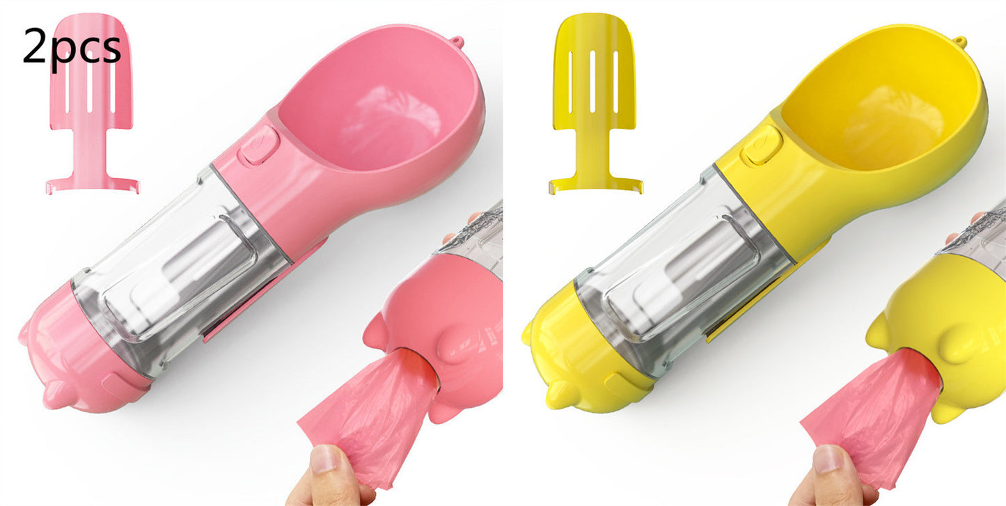 3-In-1 Portable Pet Water Bottle, Feeder, and Waste Bag Dispenser