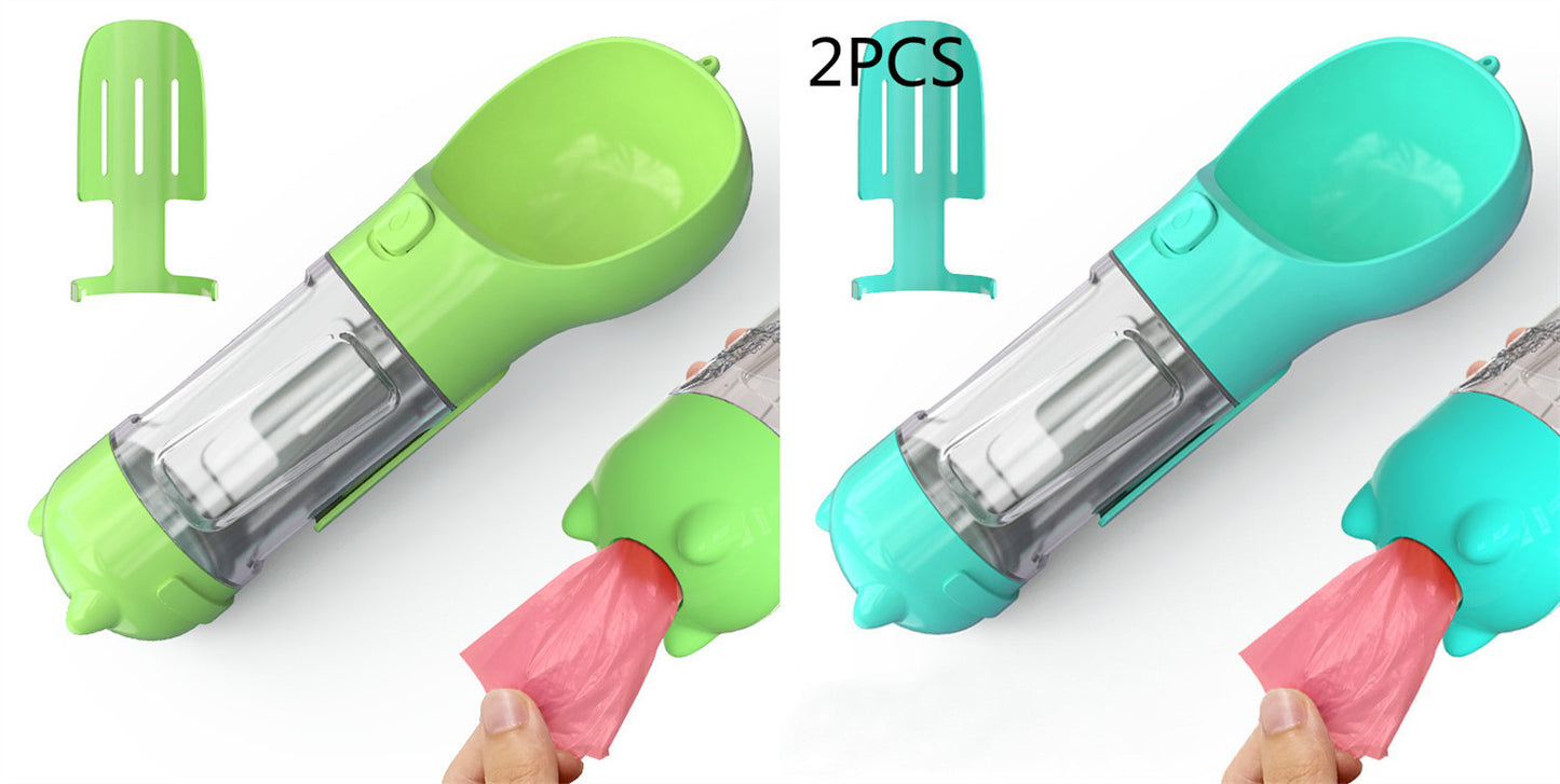3-In-1 Portable Pet Water Bottle, Feeder, and Waste Bag Dispenser