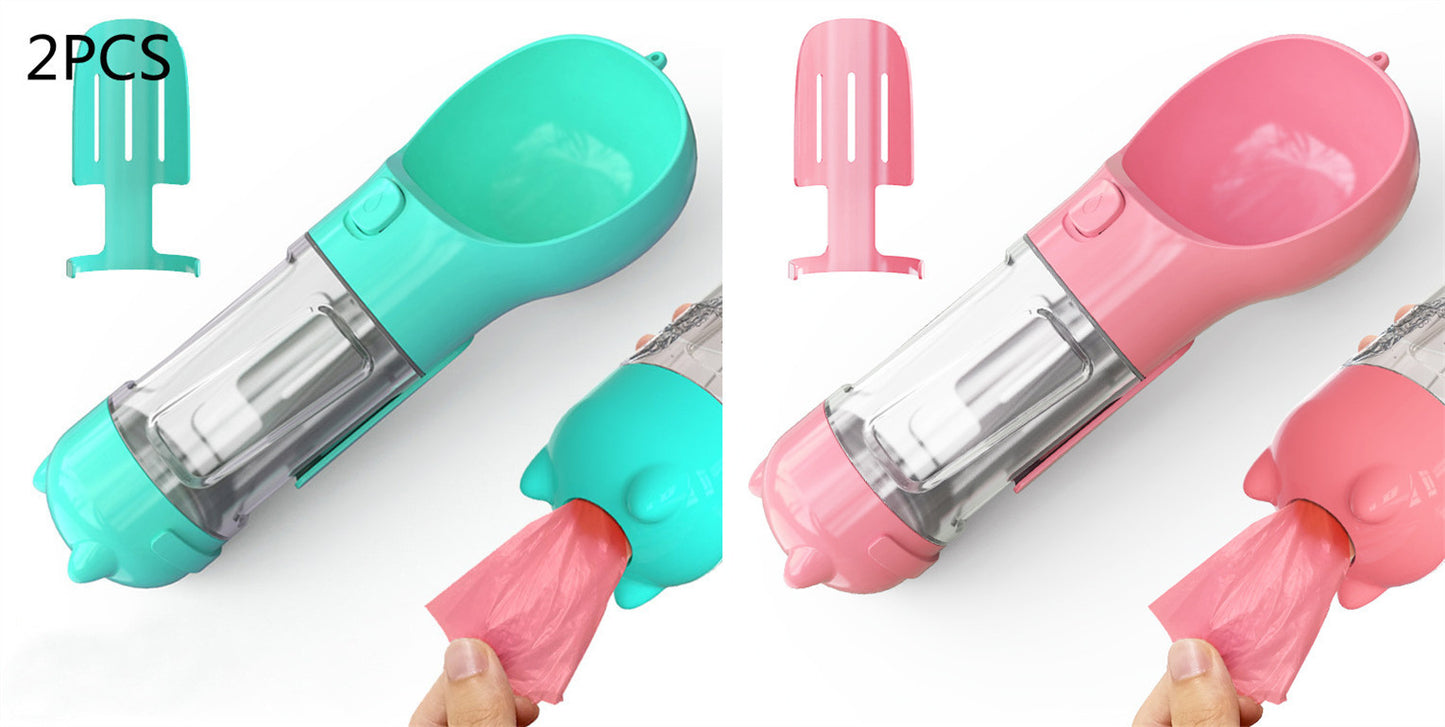 3-In-1 Portable Pet Water Bottle, Feeder, and Waste Bag Dispenser