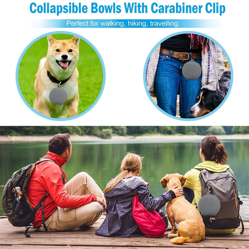 Rubber Foldable Double Bowl Pet Feeding Bowl Pets Supplies Dog Cat Bowls - Best Bark Bargains