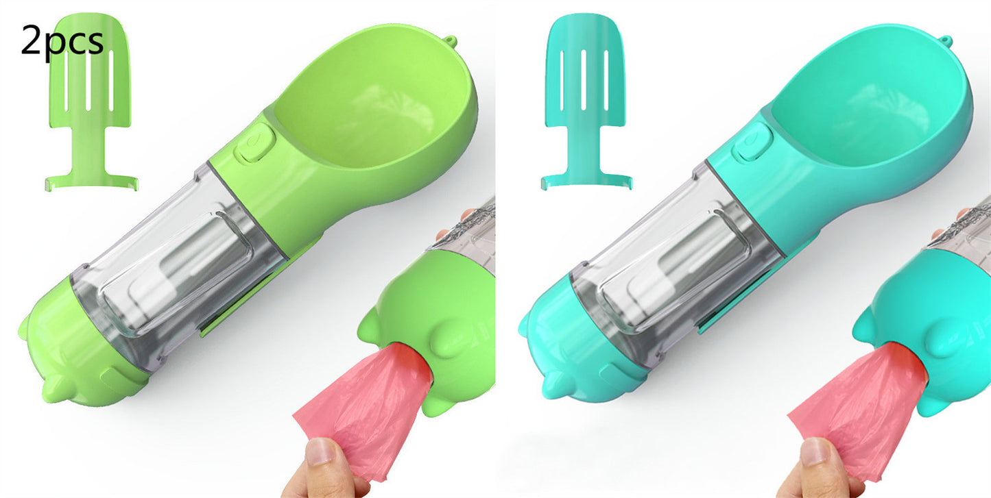 3-In-1 Portable Pet Water Bottle, Feeder, and Waste Bag Dispenser