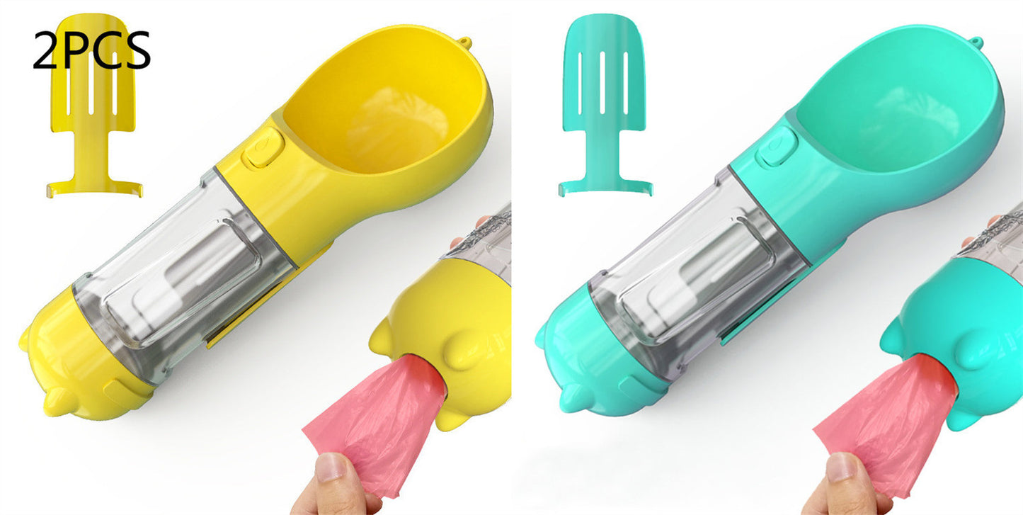 3-In-1 Portable Pet Water Bottle, Feeder, and Waste Bag Dispenser