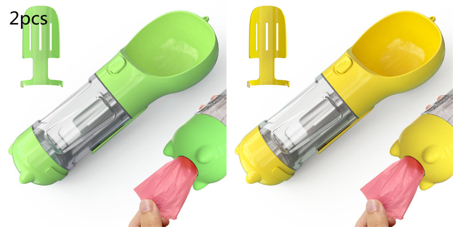 3-In-1 Portable Pet Water Bottle, Feeder, and Waste Bag Dispenser