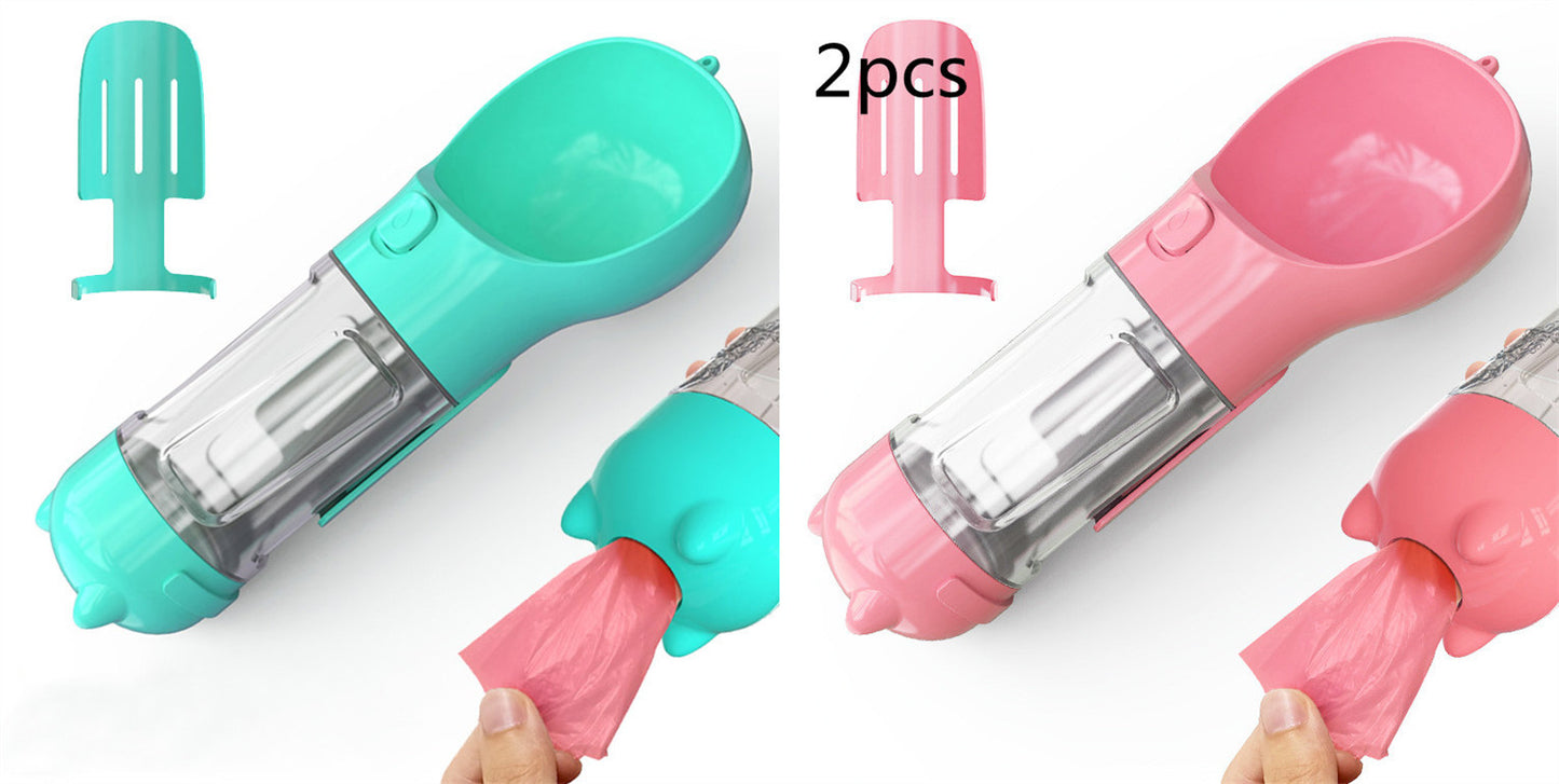 3-In-1 Portable Pet Water Bottle, Feeder, and Waste Bag Dispenser