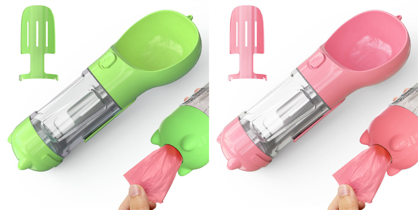 3-In-1 Portable Pet Water Bottle, Feeder, and Waste Bag Dispenser