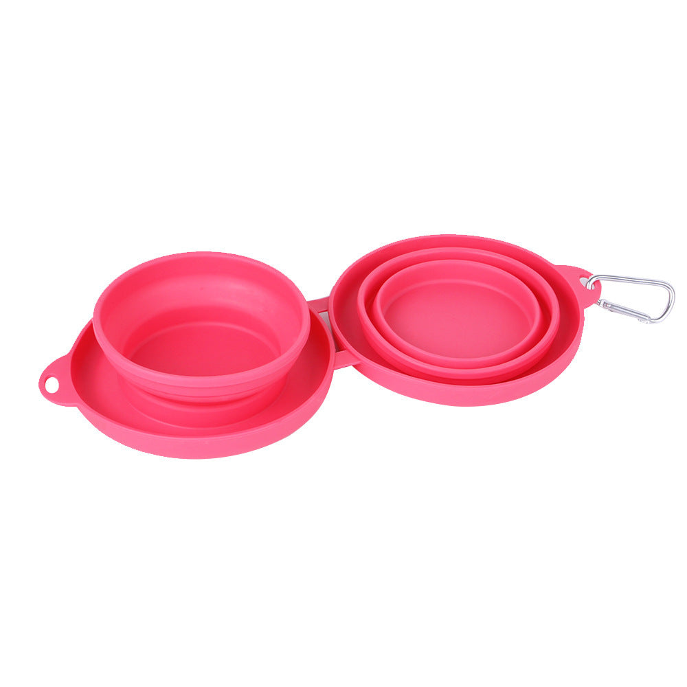 Rubber Foldable Double Bowl Pet Feeding Bowl Pets Supplies Dog Cat Bowls - Best Bark Bargains
