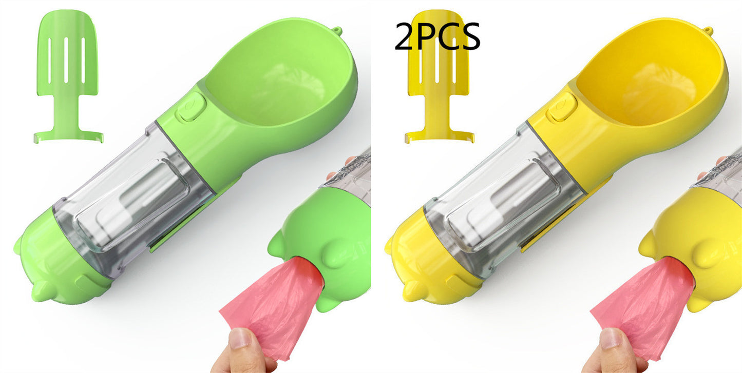 3-In-1 Portable Pet Water Bottle, Feeder, and Waste Bag Dispenser