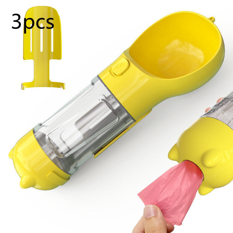 3-In-1 Portable Pet Water Bottle, Feeder, and Waste Bag Dispenser