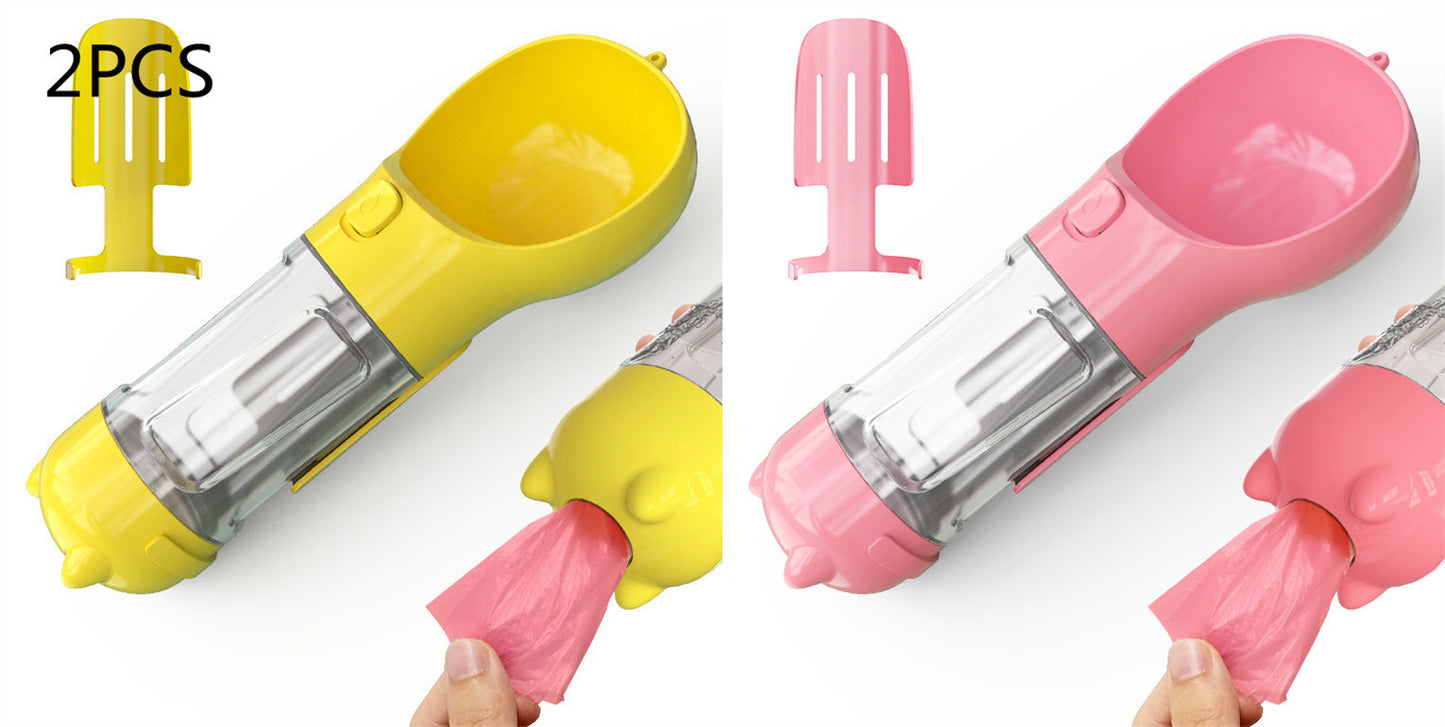 3-In-1 Portable Pet Water Bottle, Feeder, and Waste Bag Dispenser