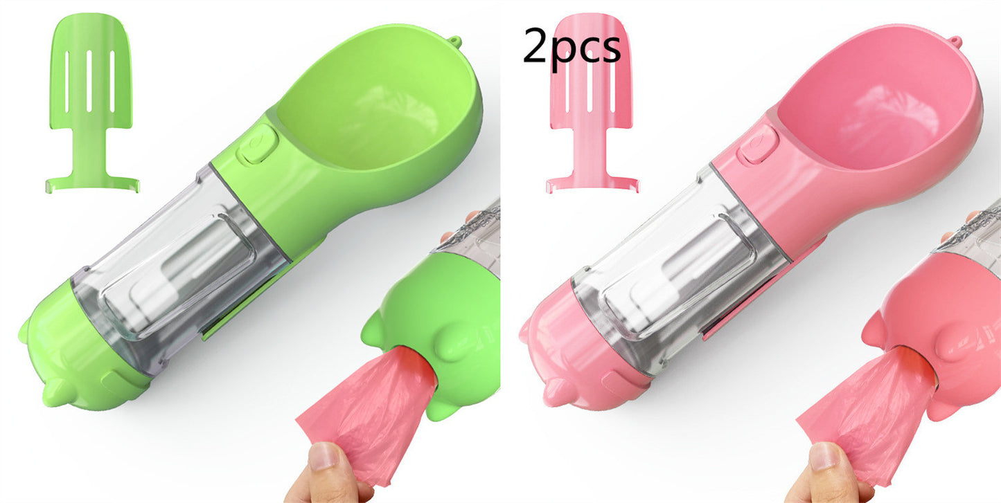 3-In-1 Portable Pet Water Bottle, Feeder, and Waste Bag Dispenser