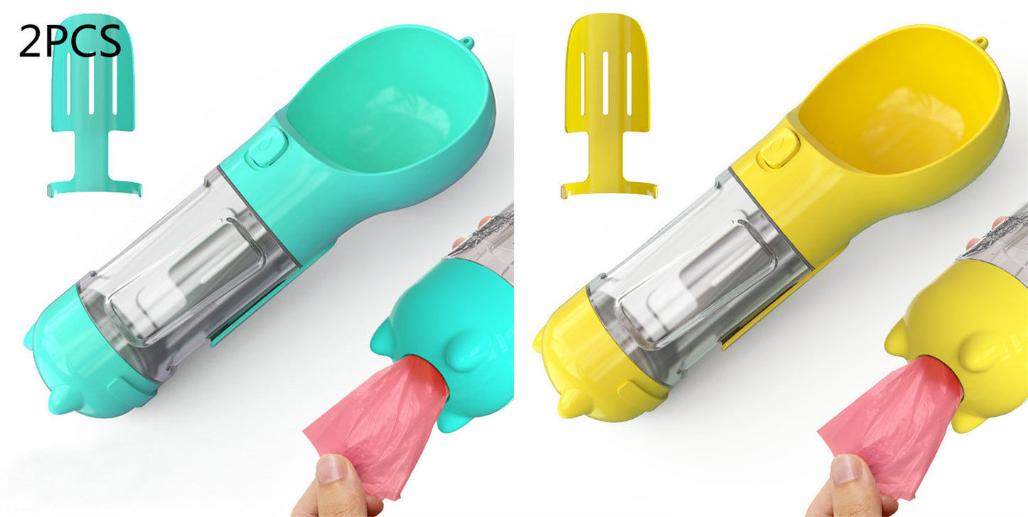 3-In-1 Portable Pet Water Bottle, Feeder, and Waste Bag Dispenser