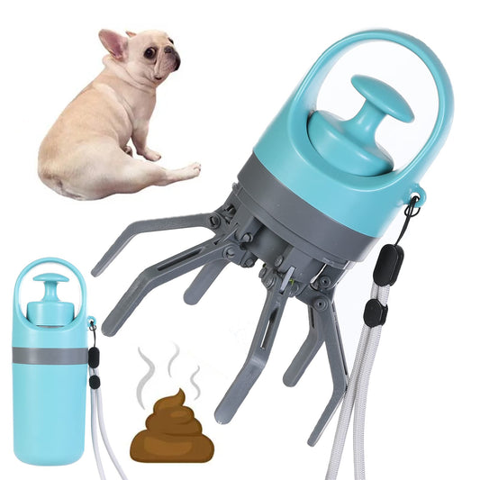 Portable Dog Pooper Scooper with Built-in Bag Dispenser and Sturdy Claw Shovel