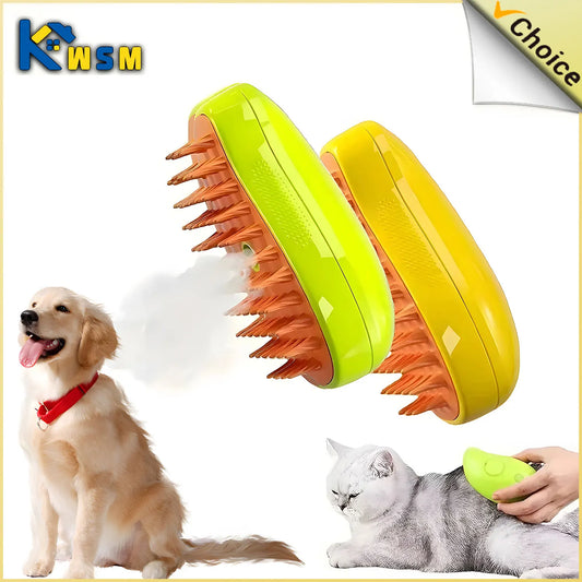 3-in-1 Electric Dog & Cat Brush: Steamer, Massager, and Hair Detangler - Best Bark Bargains 