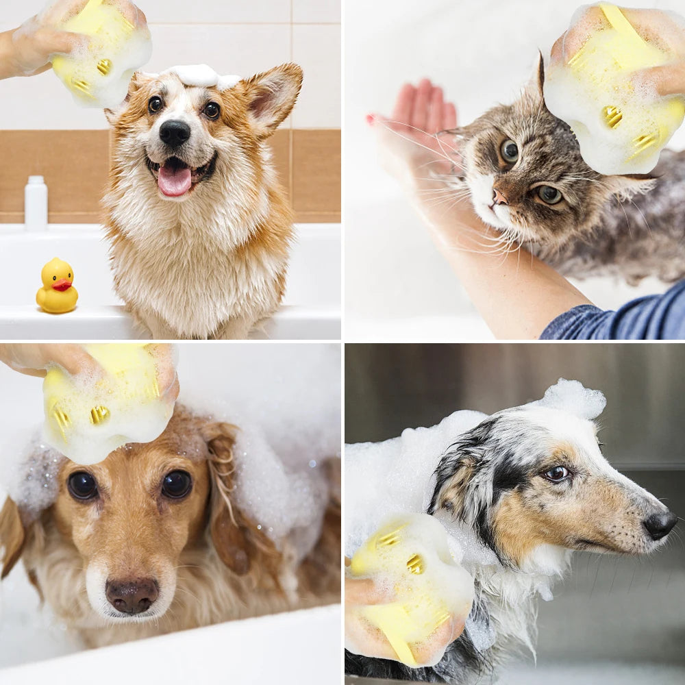 Soft Massage & Shampoo Brush for Bathing Dogs and Cats - Best Bark Bargains 