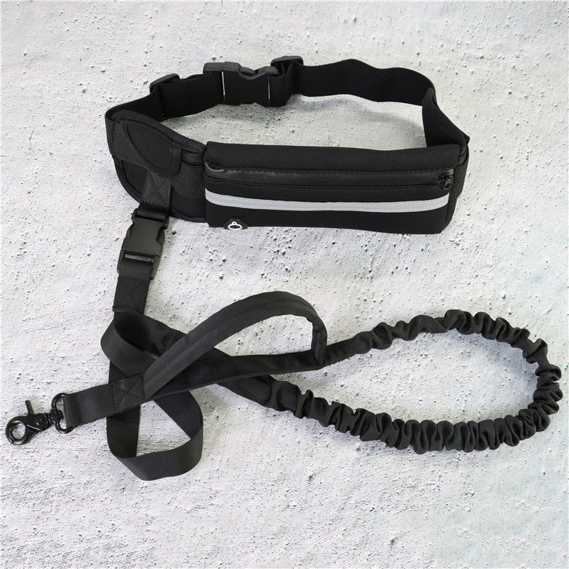 Hands-Free Dog Walking Belt – Shock-Absorbing Bungee Leash for Large Dogs with Storage Holder